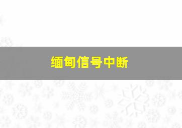 缅甸信号中断