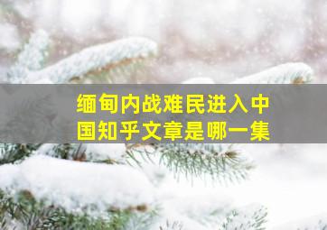 缅甸内战难民进入中国知乎文章是哪一集