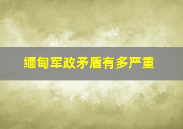 缅甸军政矛盾有多严重