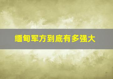 缅甸军方到底有多强大