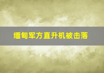 缅甸军方直升机被击落