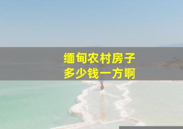 缅甸农村房子多少钱一方啊