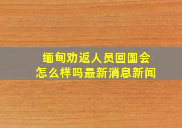 缅甸劝返人员回国会怎么样吗最新消息新闻