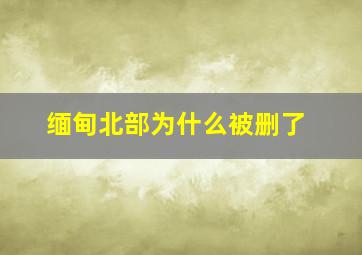 缅甸北部为什么被删了