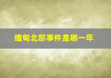 缅甸北部事件是哪一年