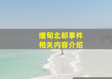 缅甸北部事件相关内容介绍