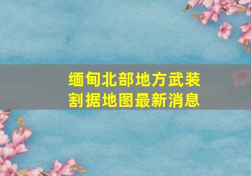 缅甸北部地方武装割据地图最新消息