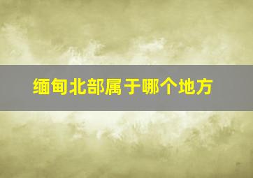 缅甸北部属于哪个地方