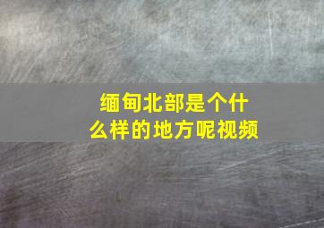 缅甸北部是个什么样的地方呢视频