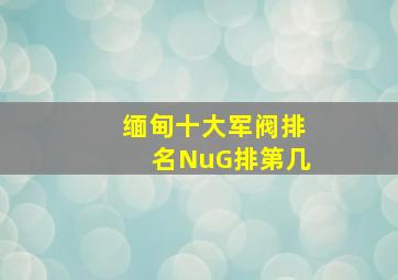 缅甸十大军阀排名NuG排第几