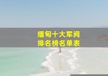 缅甸十大军阀排名榜名单表