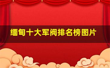 缅甸十大军阀排名榜图片