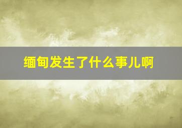 缅甸发生了什么事儿啊