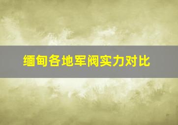 缅甸各地军阀实力对比