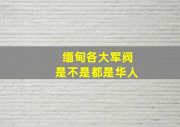 缅甸各大军阀是不是都是华人