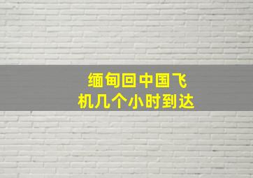 缅甸回中国飞机几个小时到达