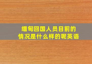 缅甸回国人员目前的情况是什么样的呢英语