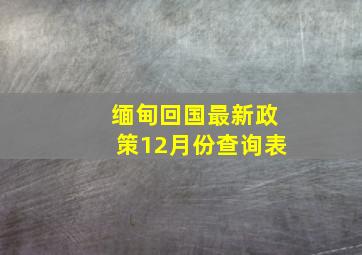 缅甸回国最新政策12月份查询表