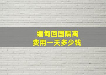 缅甸回国隔离费用一天多少钱