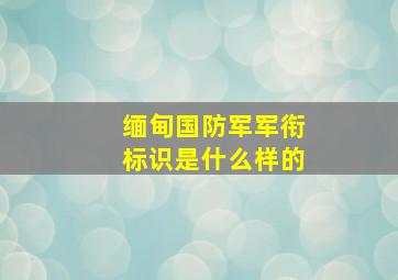 缅甸国防军军衔标识是什么样的