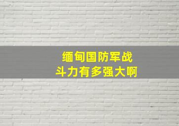 缅甸国防军战斗力有多强大啊