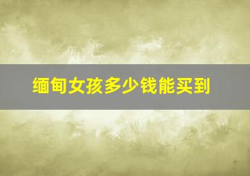 缅甸女孩多少钱能买到