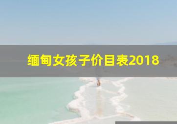 缅甸女孩子价目表2018