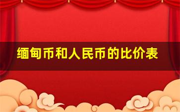 缅甸币和人民币的比价表