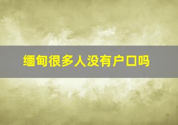 缅甸很多人没有户口吗