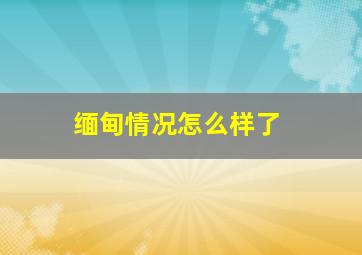 缅甸情况怎么样了