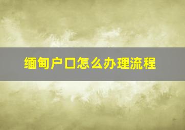 缅甸户口怎么办理流程