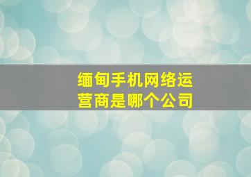 缅甸手机网络运营商是哪个公司