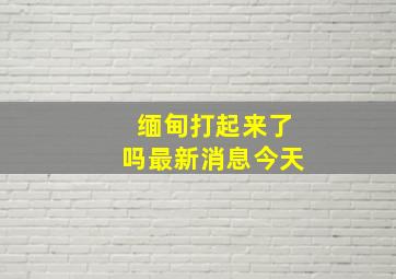 缅甸打起来了吗最新消息今天