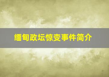 缅甸政坛惊变事件简介