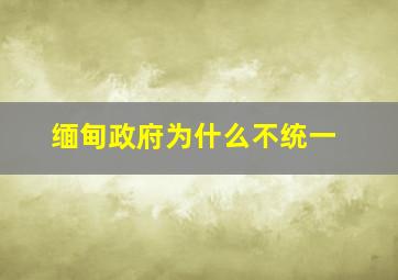 缅甸政府为什么不统一