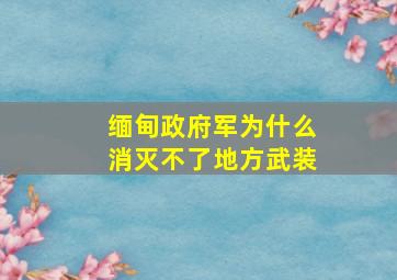 缅甸政府军为什么消灭不了地方武装