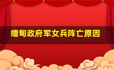 缅甸政府军女兵阵亡原因