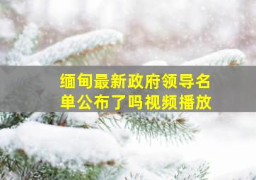 缅甸最新政府领导名单公布了吗视频播放