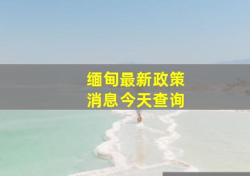 缅甸最新政策消息今天查询