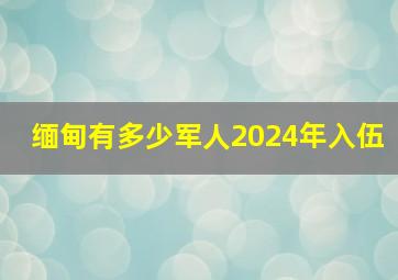 缅甸有多少军人2024年入伍