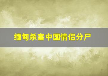 缅甸杀害中国情侣分尸