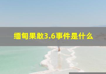 缅甸果敢3.6事件是什么