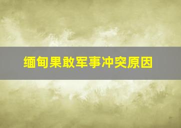 缅甸果敢军事冲突原因