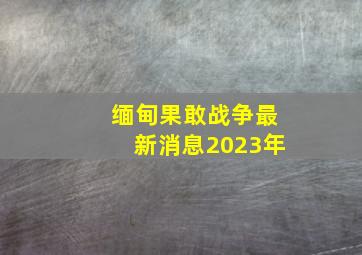 缅甸果敢战争最新消息2023年