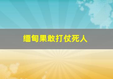 缅甸果敢打仗死人