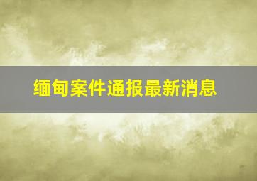 缅甸案件通报最新消息