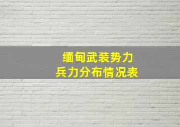 缅甸武装势力兵力分布情况表