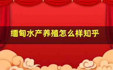 缅甸水产养殖怎么样知乎