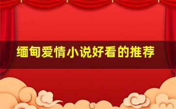 缅甸爱情小说好看的推荐