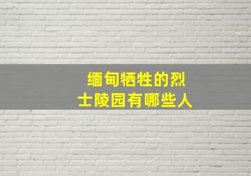 缅甸牺牲的烈士陵园有哪些人